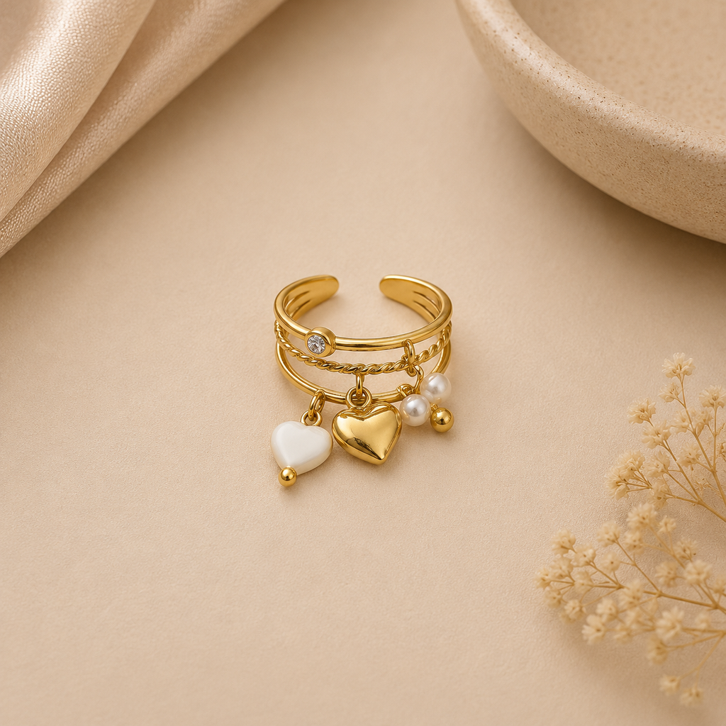 Bague Cœur & Perle