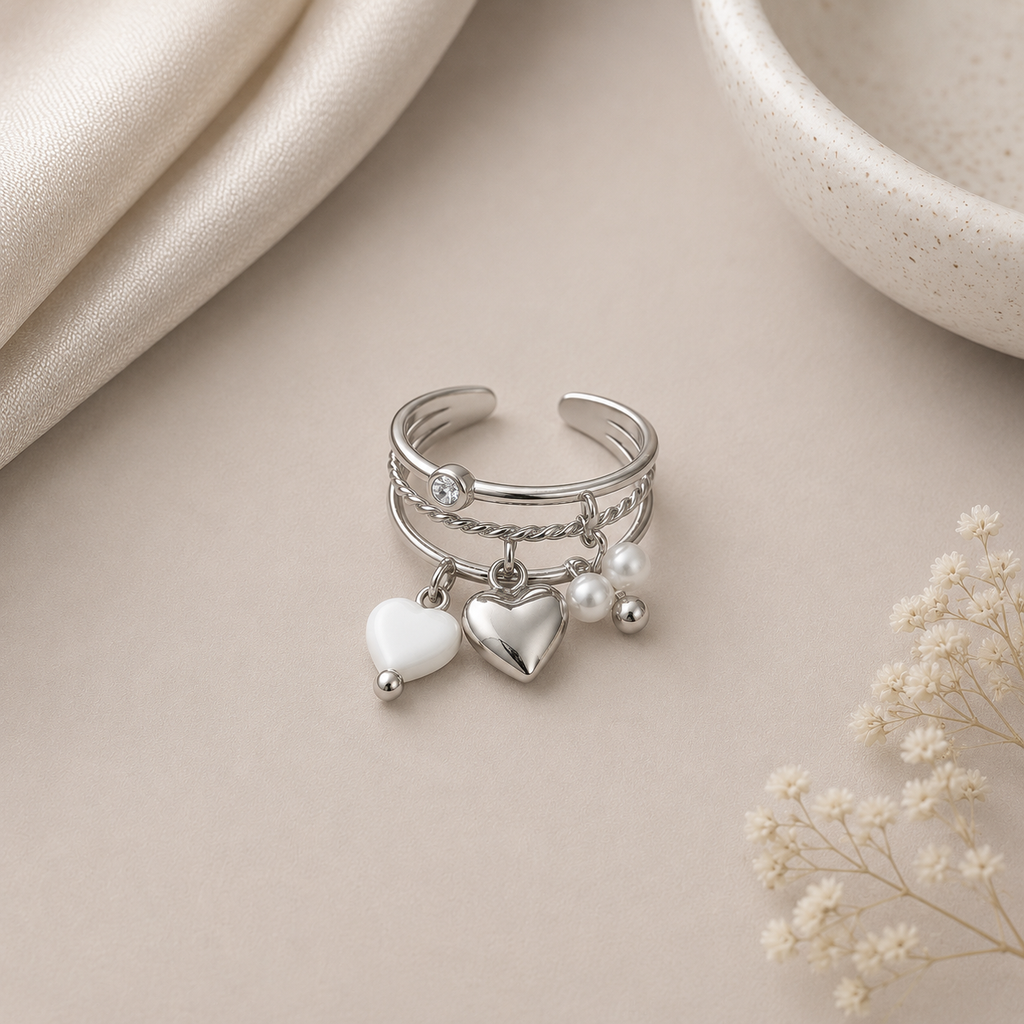 Bague Cœur & Perle