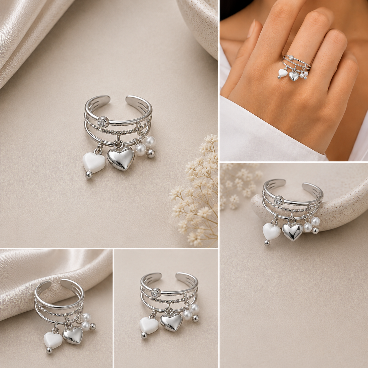 Bague Cœur & Perle